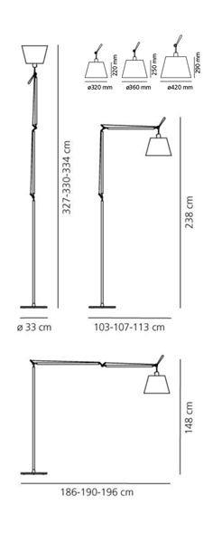 Lampara De Pie Original Artemide Tolomeo Mega Terra Aluminio - Imagen 3