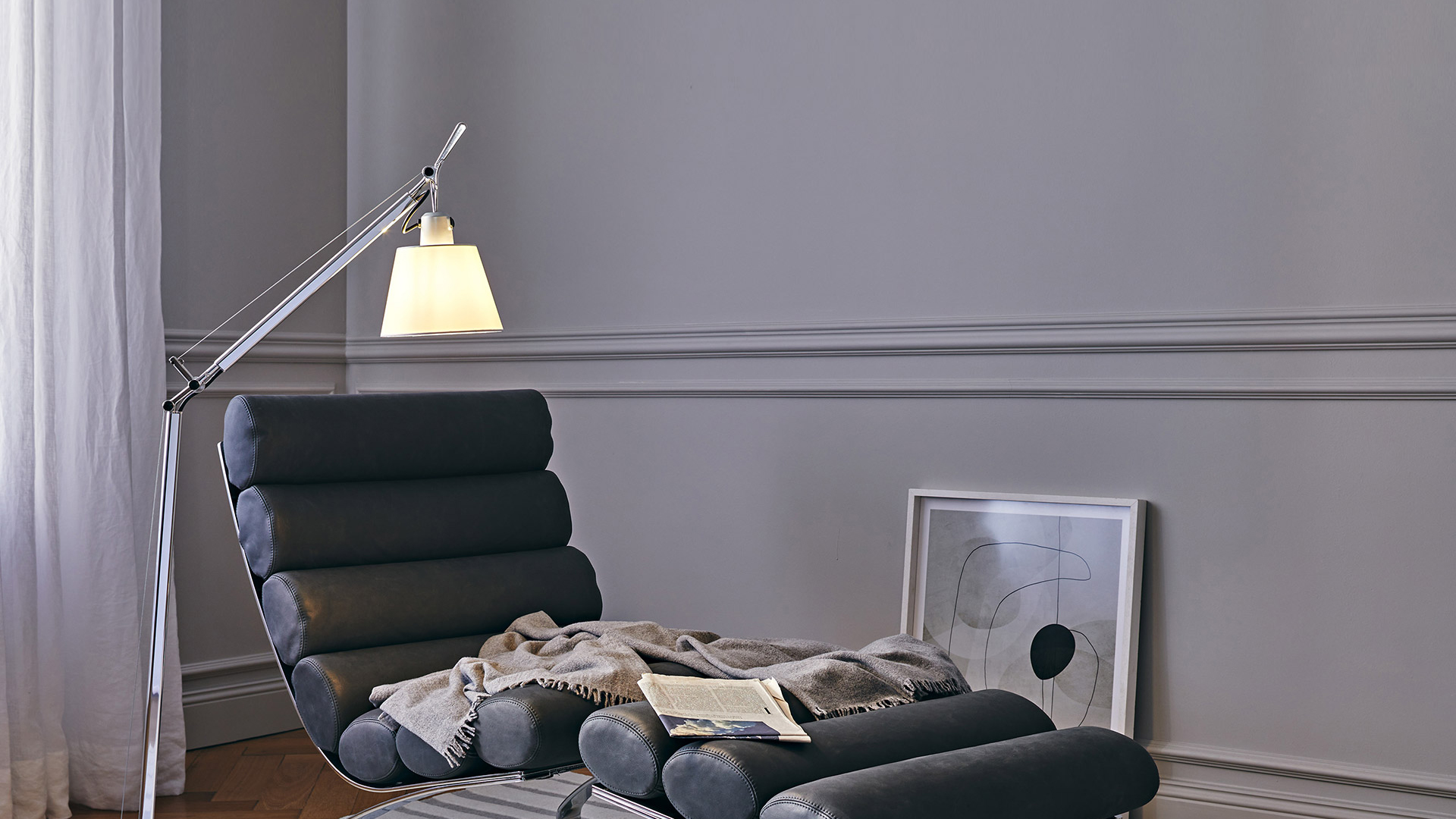 Lampara De Pie Original Artemide Tolomeo Lettura Basculante Pantalla Pergamino 18cm. - Imagen 2